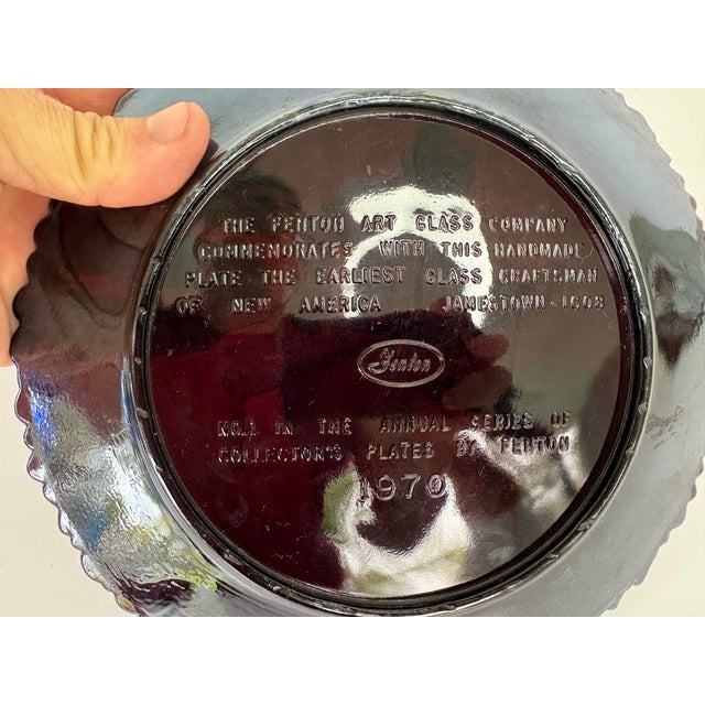 Fenton Art Glass Company Set of 4 Vintage Fenton Art Glass Amethyst Iridescent Commemorative Plates, 1970–1972 For Sale - Image 4 of 11