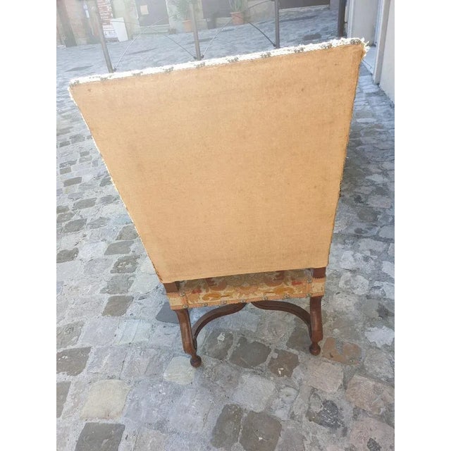Rococo Antique Walnut Armchair with Tapestry Upholstery, 1820 For Sale - Image 3 of 4