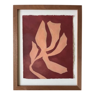 2026 "Primula" Abstract Botanical Painting on Cotton Paper by Artist r.k. Red For Sale