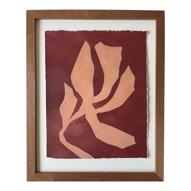 2026 "Primula" Abstract Botanical Painting on Cotton Paper by Artist r.k. Red For Sale
