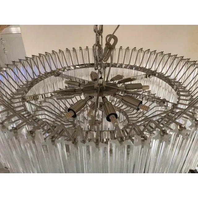 Early 21st Century Murano Glass Transparent Quadriedo Cut Glass Chandelier For Sale - Image 4 of 11