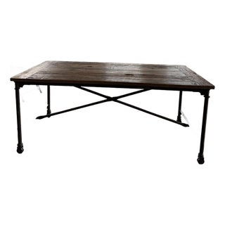 Vintage Cast Iron and European Reclaimed Wood Table by Restoration Hardware For Sale