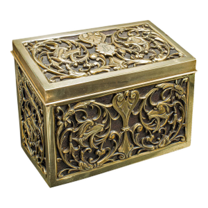 Antique Stationery Box, English, Brass, Tabletop Letter Case, Victorian, c.1880