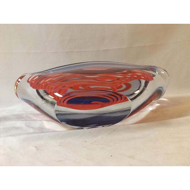 Large Giuliano Tosi Signed Murano Art Glass Mid Century Modern Centerpiece Bowl For Sale - Image 9 of 10