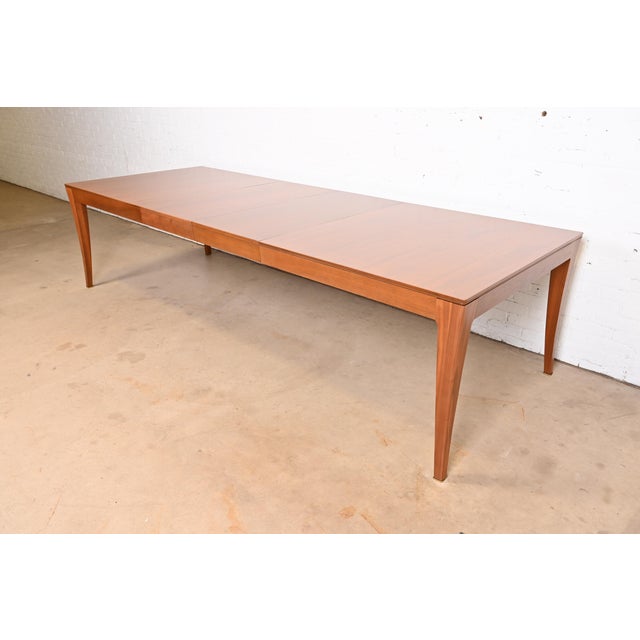 Mid-Century Modern Bill Sofield for Baker Furniture Modern Walnut Extension Dining Table, Newly Refinished For Sale - Image 3 of 12