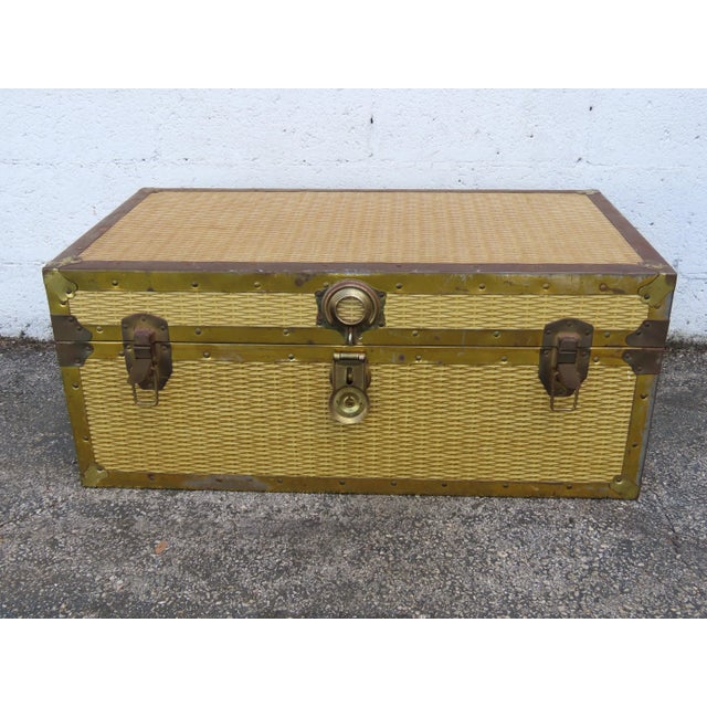 Hollywood Regency Wicker Cedar Hope Chest Blanket Trunk 6326 For Sale - Image 12 of 13