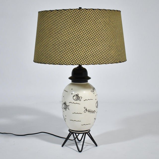1950s Coastal Whimsical Fish Design Table Lamp For Sale - Image 9 of 11