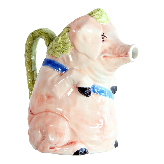 Vintage Italian Ceramic Figural Pig Water Pitcher For Sale