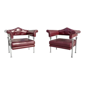 1990s Pair of Leather Lounge Chairs by Luca Scacchetti for Poltrona Frau