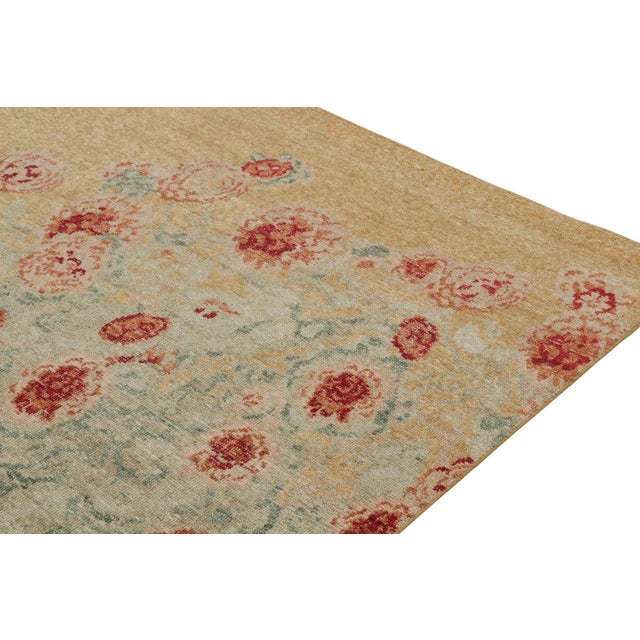 2010s Rug & Kilim’s Distressed Style Transitional Rug in Polychromatic Floral Patterns For Sale - Image 5 of 8