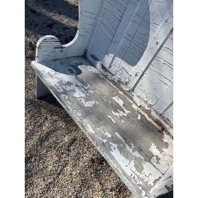 White 1910s Arts and Crafts Period Porch Bench With Weathered Surfac For Sale - Image 8 of 9