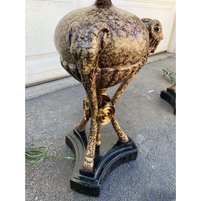 Vintage Ram Goat Table Lamps- Pair For Sale - Image 4 of 11