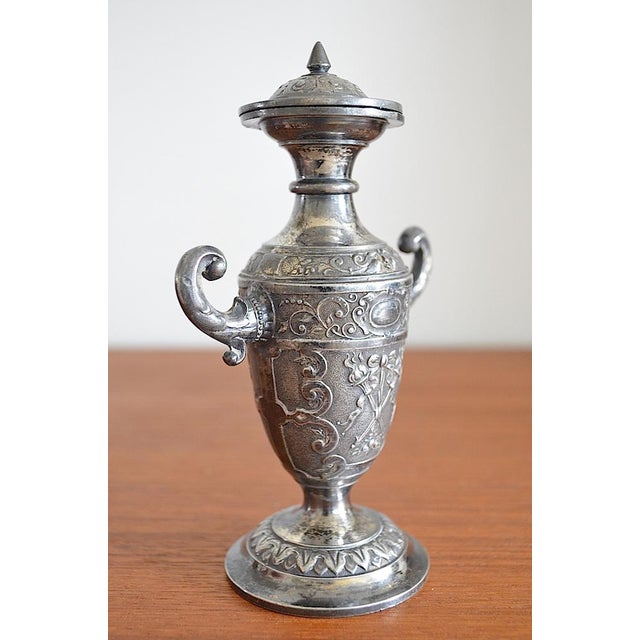 Miniature 14cm height Second Empire lidded vase from Wmf - the vase is silver-plated, has a surrounding Empire decor and a...