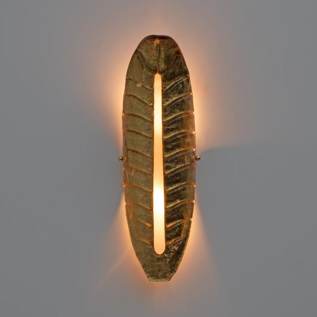 Modern Murano Glass Gold Leaf Sconces, Set of 2 For Sale - Image 3 of 9