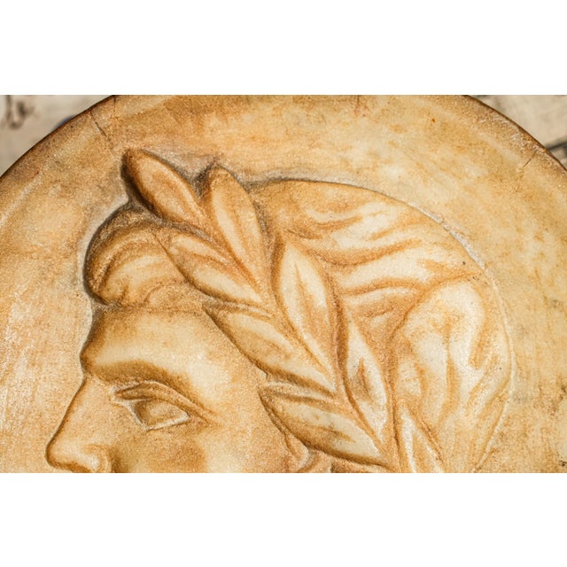 Grand Tour Marble Roman Emperor Neoclassical Antique Grand Tour Italian Plaque Medallion Sculpture For Sale - Image 3 of 12