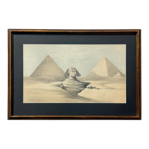 David Roberts Hand-Colored Egypt Lithograph – The Great Sphinx, Pyramids of Gizeh – 19th Century