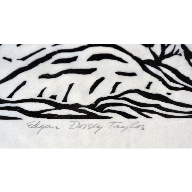 Abstract "South From Puertecitos" Mid Century Abstracted Landscape, Woodcut on Paper by Edgar Dorsey Taylor For Sale - Image 3 of 9
