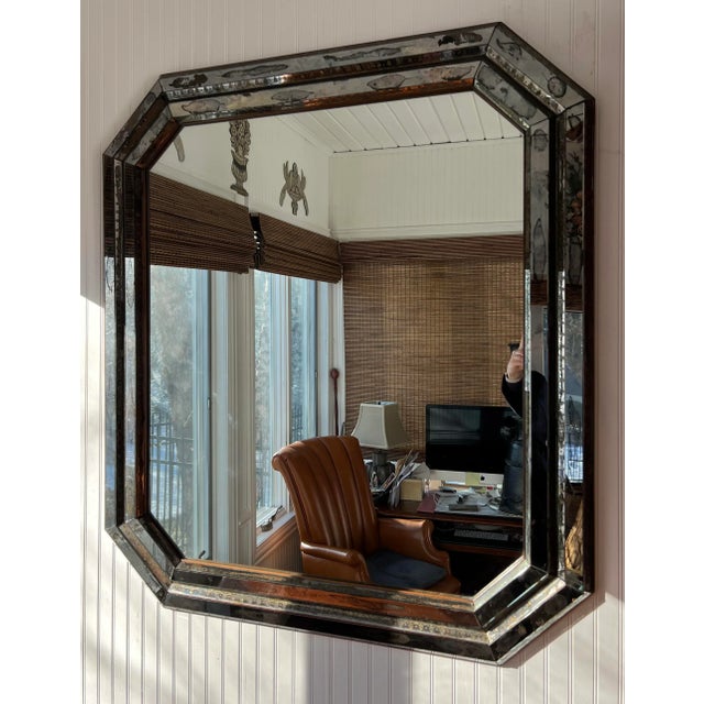 C. 1930’s Art Deco Faceted Eglomise Mirror For Sale - Image 13 of 13