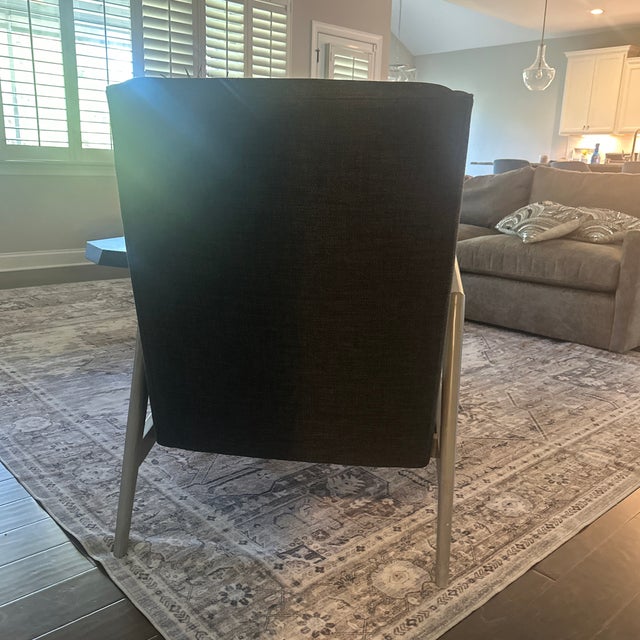 Lillian August Modern Accent Lounge Chair – Gray Wood Frame & Charcoal Upholstery For Sale In Charlotte - Image 6 of 6