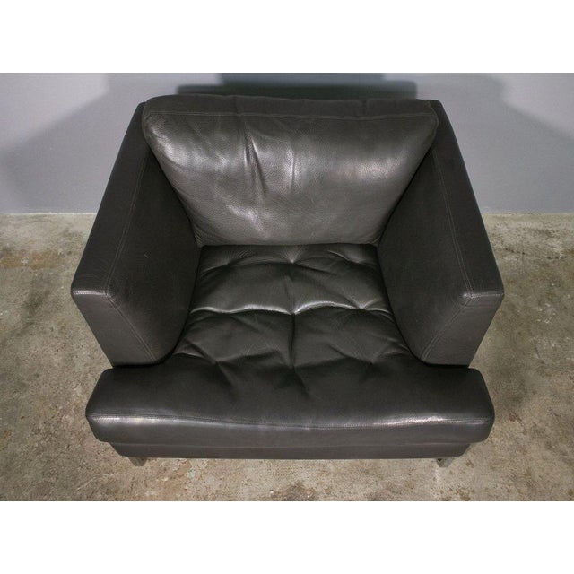 Sofa and Lounge Chair in Anthracite Leather from Valdichienti, 1970s, Set of 2 For Sale - Image 3 of 11