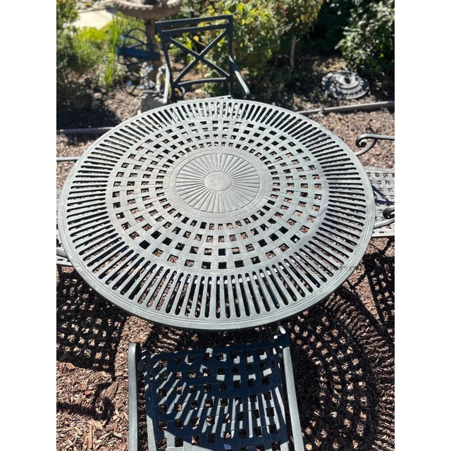 Russell Woodard Late 20th Century Woodard Aluminum 5 Piece Patio Set, Attributed For Sale - Image 4 of 7
