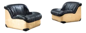 Set of Lounge Chairs in Leather, 1970s