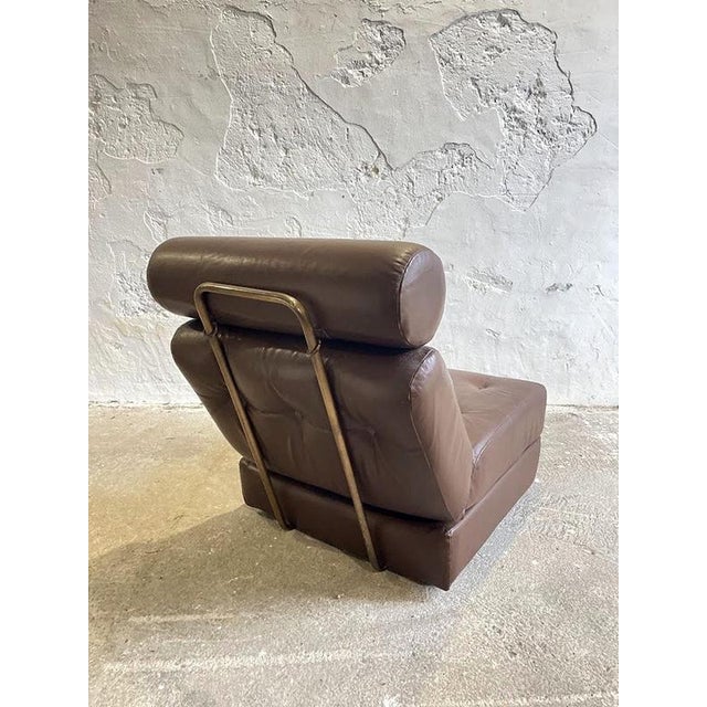 Vintage Yugoslav Convertible Leather Chair Bed, 1970s For Sale - Image 6 of 14