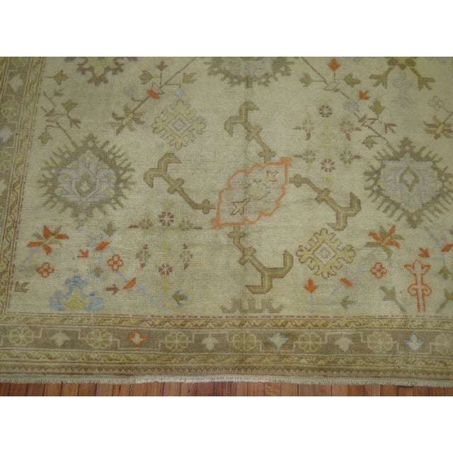 1920s Square Antique Ivory Field Oushak Rug, 7'5'' X 9' For Sale - Image 5 of 9