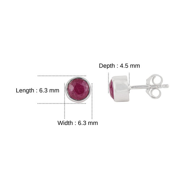 Artisan 1.47 Ct Round Ruby Anniversary Stud Earrings in 925 Sterling Silver - A Pair For Sale - Image 9 of 12