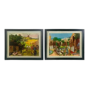 Vintage 1960s Oriental Scenes Poster by Editions Rossignol, Framed, a Pair