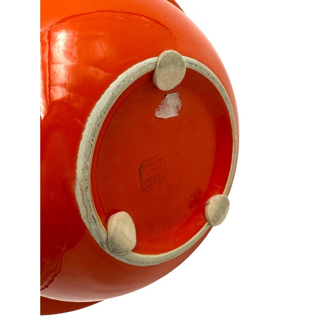 Space Age Orange Ceramic Vase, Sicart Italy Circa 1970 For Sale - Image 11 of 14
