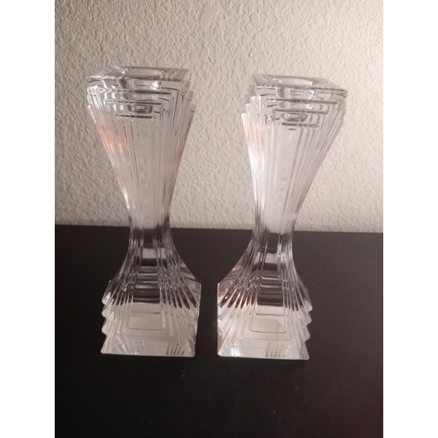 1980s Mikasa Crystal Czech Republic City Lights Candle Holders - Set of 2 For Sale In Dallas - Image 6 of 6