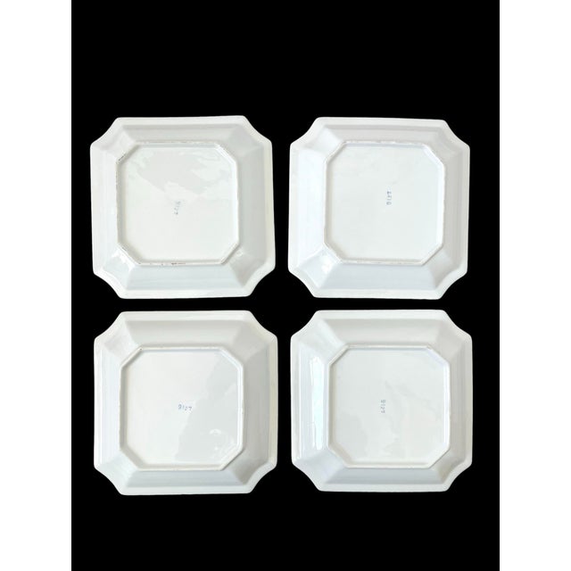 Andrea by Sadek Japan Octagonal Plates Water Lily Chinoiserie Set of 4 For Sale - Image 4 of 4