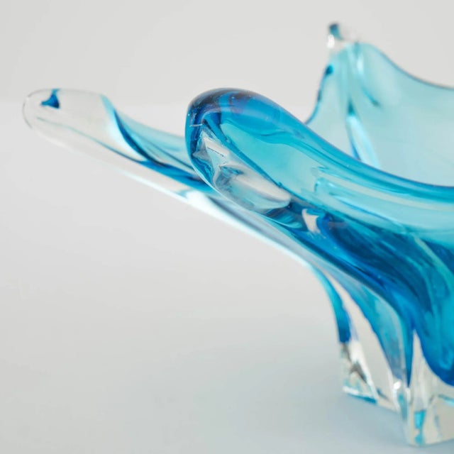 Blue Vintage Italian Glass Plateau For Sale - Image 8 of 9
