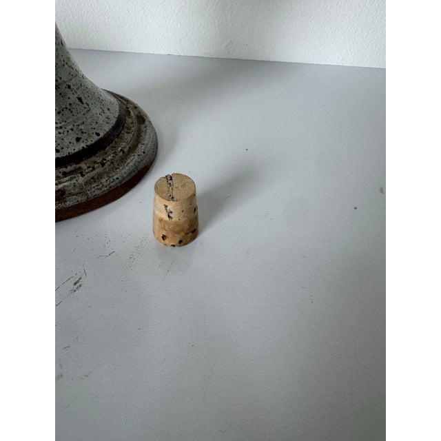 Brown 1980’s Vintage Handmade Studio Pottery Kerosene Lamp With Hurricane Glass Chimney – Signed Base – Speckled Earth Tone Glaze For Sale - Image 8 of 12