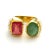 Bochic “Orient” Red Ruby, Green Emerlad & Pearl Ring Set 18K Gold & Silver, Size 6.5 For Sale - Image 9 of 11