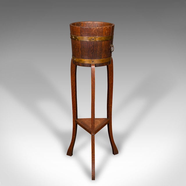 1920s Antique Decorative Jardiniere Stand, English, Coopered Oak, Planter, Circa 1920 For Sale - Image 5 of 9