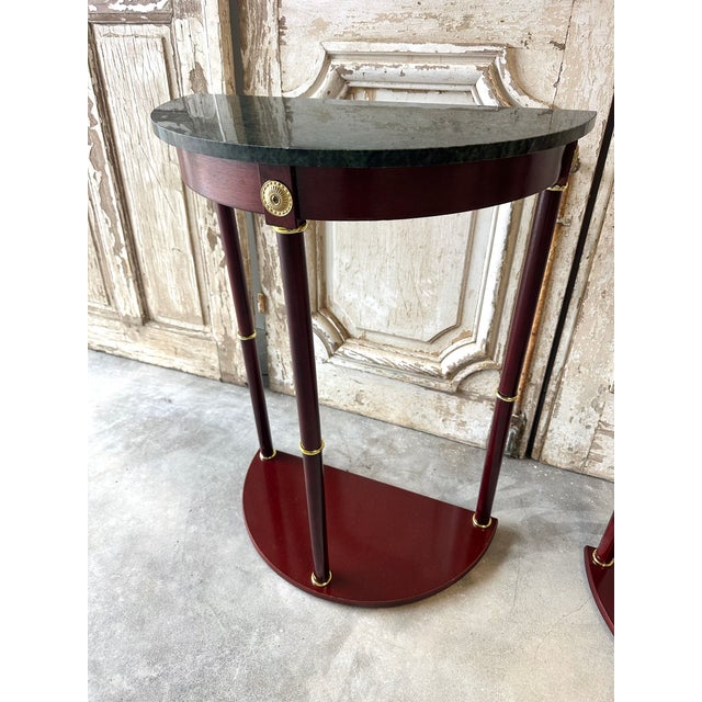 Traditional Mahogany Empire Style Console Tables, 1990s, Set of 2 For Sale - Image 3 of 9