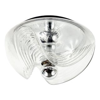 Large Mid-Century Space Age Wave / Futura Ceiling Light in Glass by Koch & Lowy for Peill & Putzler, Germany, 1970s For Sale