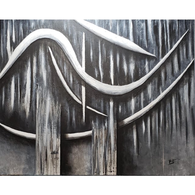 "Haunted Forest" Contemporary Original Expressionist Acrylic Painting by Roger Gelis For Sale