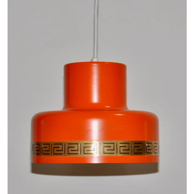 Gold Vintage Pendant Lamp in Orange from Vitrika For Sale - Image 8 of 10