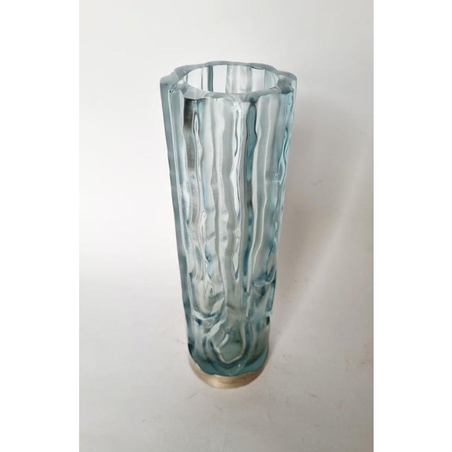 1920s Art Deco Handmade Glass and Silver Vase by Claude Cully, 1920s For Sale - Image 5 of 14