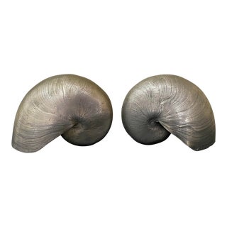 Vintage Maitland - Smith Silver Nautilus Shell Bookends- a Pair For Sale