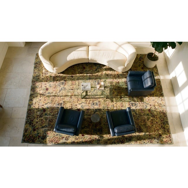 Ivory 1890s Multicolor Floral Antique Persian Tehran Rug 9'8" X 12'6" Knotted Wool Carpet For Sale - Image 8 of 10