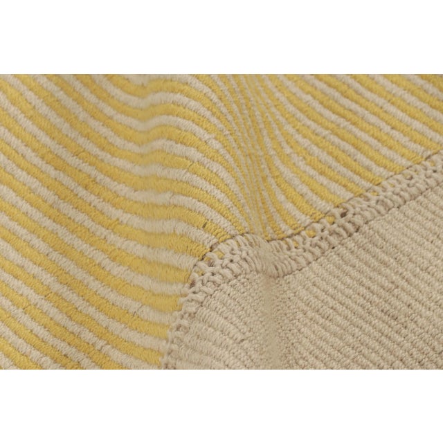 Rug & Kilim’s Contemporary Kilim With Textural Beige and Yellow Stripes For Sale In New York - Image 6 of 7