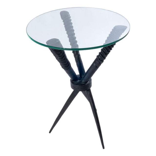 Late 20th Century Faux Antler Table With Glass Top For Sale