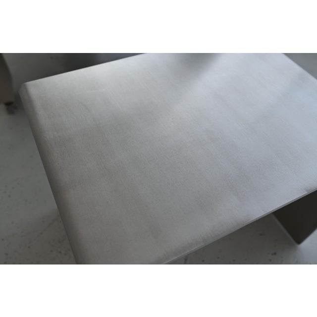 Metal Brushed Aluminum Side Table by Veliento For Sale - Image 7 of 16