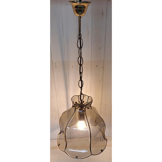 Vintage German Ceiling Lamp with Tinted Curved Glass Panes by Martin Müller & Co, 1980s For Sale - Image 3 of 8
