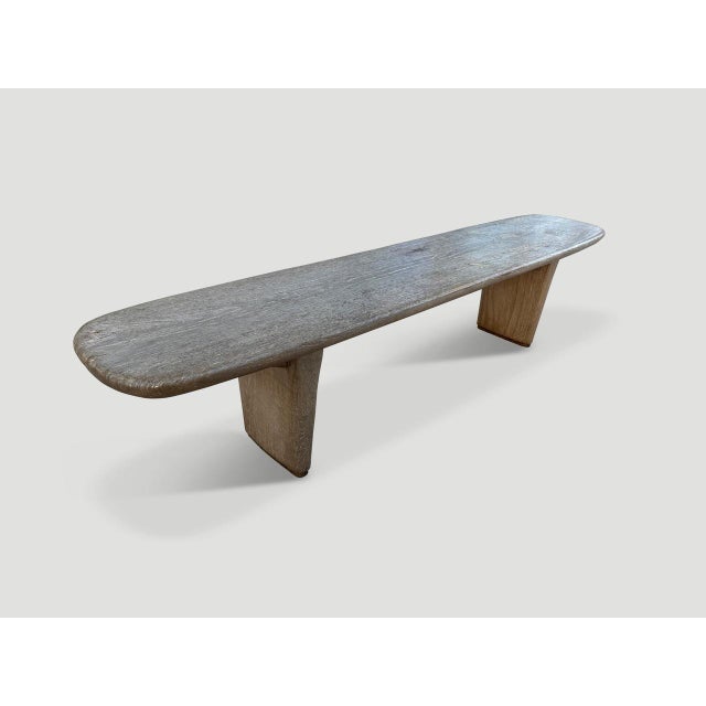 Andrianna Shamaris Mid Century Couture Teak Wood Bench For Sale - Image 14 of 18