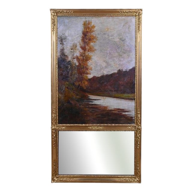 Louis XVI Style Giltwood Trumeau Mirror, Early 20th Century For Sale